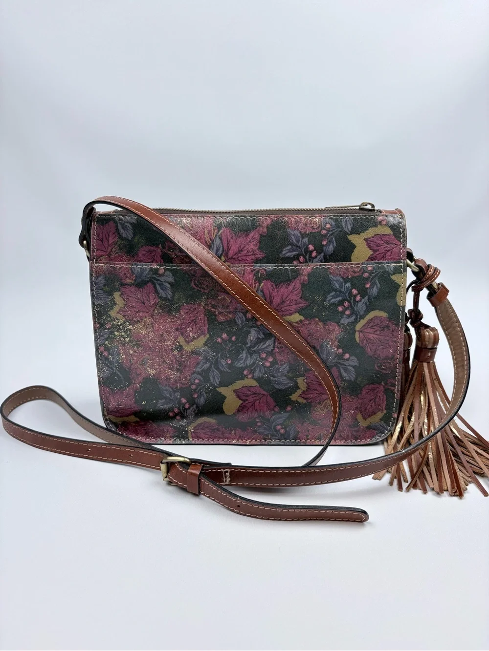 Patricia Nash Floral Leather Crossbody Shoulder Bag Purse